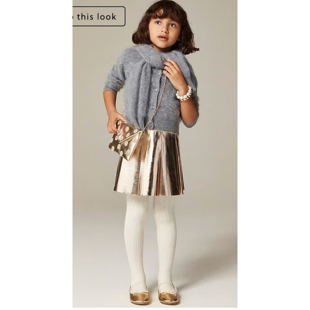 J.Crew Crewcuts $75 Girls pleated pull-on skirt in metallic Gold Size 14 CC201